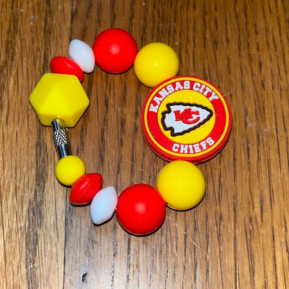 New Kansas City Chiefs KC red/yellow Beaded Tumbler Stanley cup charm Bracelet